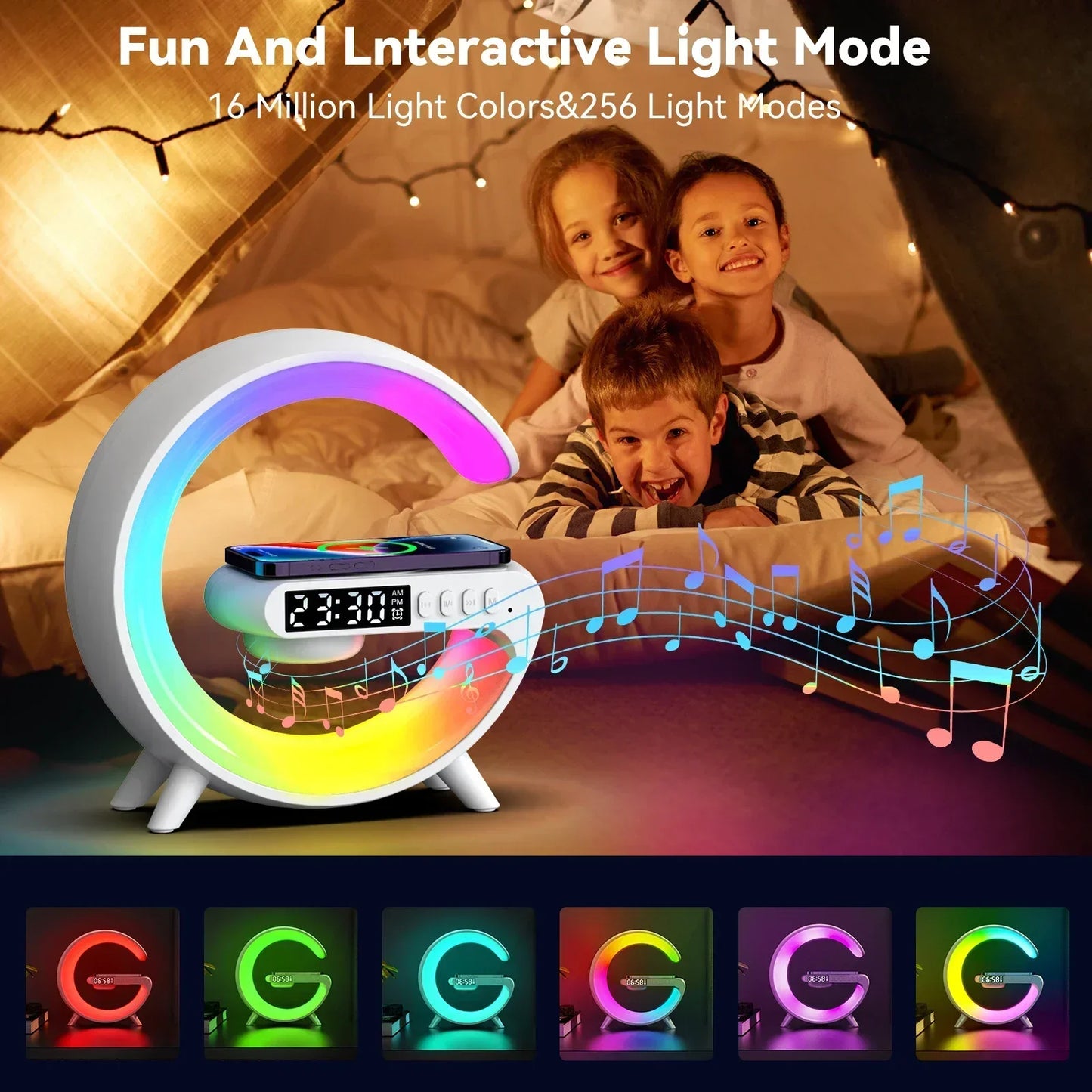 Wireless Charger Stand RGB Alarm Clock